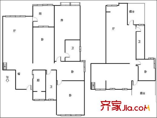 順馳中央特區(qū)戶型圖中央特區(qū) 5室 戶型圖 5室3廳3衛(wèi)1廚