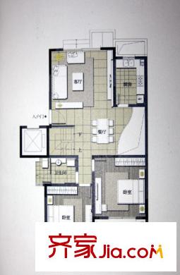 銀河丹堤戶型圖A2戶型一層 4室2廳3衛(wèi)1廚