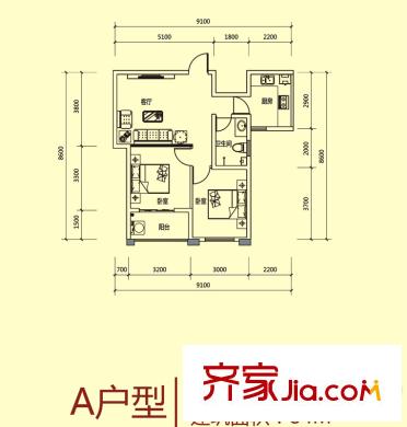 冠華園戶型圖二期高層13、16、17號樓A戶型標(biāo)準(zhǔn)層戶型圖 2室1廳1衛(wèi)1廚