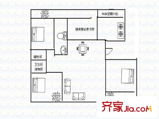 福祥旺角戶型圖戶型圖（3-2-1） 3室2廳1衛(wèi)1廚