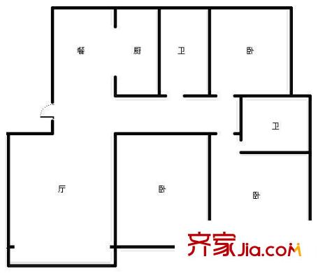 九龍家園 戶型圖（3室2廳1廚1衛(wèi)）