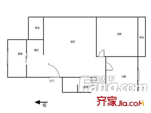 檢察院宿舍(奎文)戶型圖戶型圖（2-2-1） 2室2廳1衛(wèi)1廚