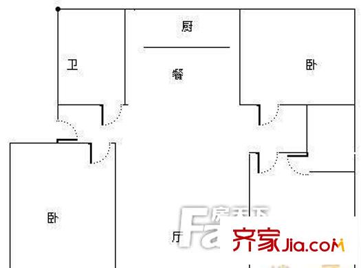 橡膠廠宿舍 戶型圖（3室2廳1廚1衛(wèi)）