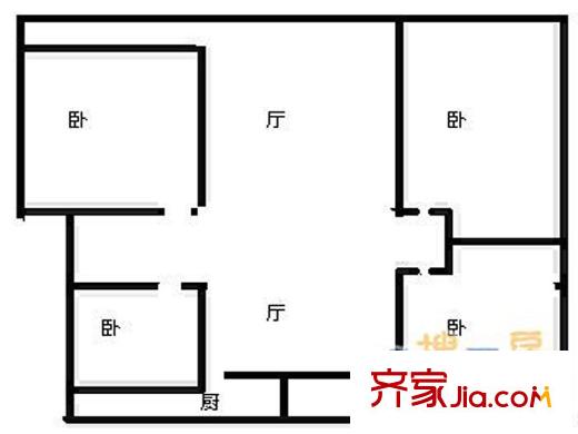 濰坊銀行宿舍(櫻前街)戶型圖戶型圖（4-2-1） 4室2廳1衛(wèi)1廚