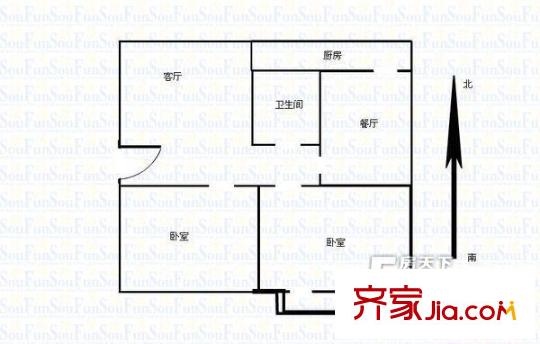 外紡宿舍(幸福街)戶型圖幸福街外紡宿舍 2室2廳1衛(wèi)1廚