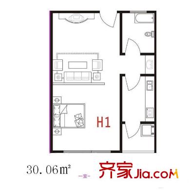 思念清清佳苑 1室 戶型圖
