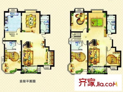 海新瑞景灣戶型圖一期6號(hào)樓復(fù)式B戶型 4室3廳4衛(wèi)1廚