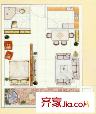 冠宇花園戶型圖戶型圖（1-2） 1室2廳