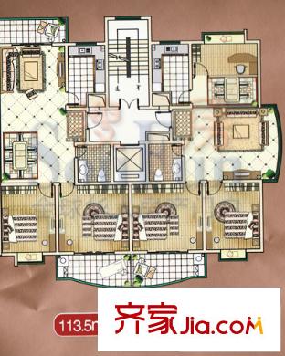 帝景灣戶型圖10號樓 3室2廳1衛(wèi)1廚