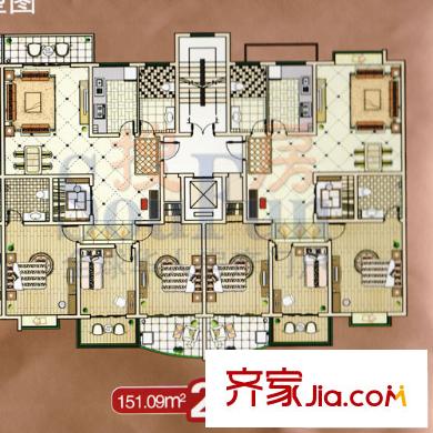 帝景灣戶型圖8號樓151平 3室2廳2衛(wèi)1廚
