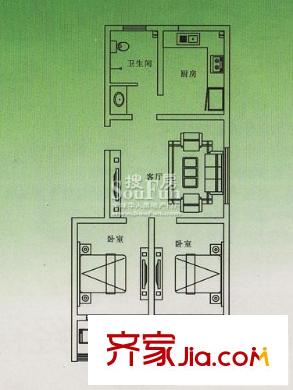 晟達(dá)家園戶型圖B戶型 2室1廳1衛(wèi)1廚