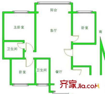 綠地老街 3室 戶型圖