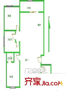 一輕宿舍戶型圖戶型圖（3-2-1） 3室2廳1衛(wèi)1廚
