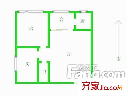 一輕宿舍戶型圖戶型圖（2-1-1） 2室1廳1衛(wèi)1廚