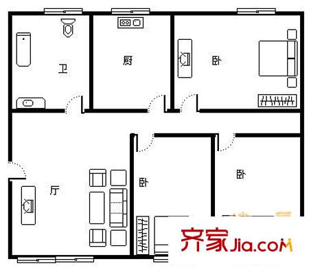 富田麗景花園 6室 戶型圖