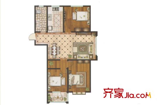 科潤順河帝景二期高層24號(hào)樓戶型  3室2廳1衛(wèi)1廚