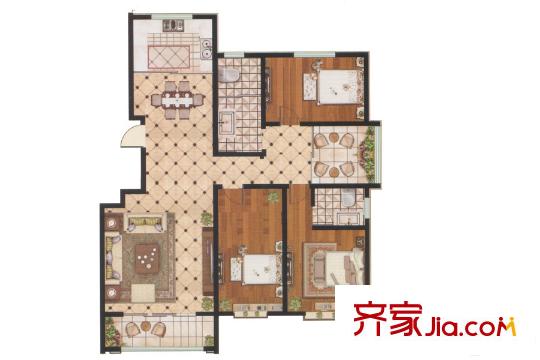 科潤順河帝景二期高層26號(hào)樓戶型 3室2廳2衛(wèi)1廚