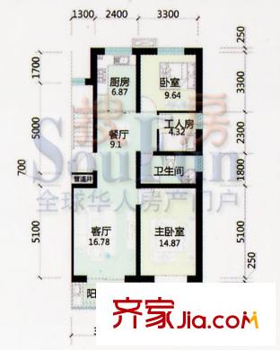 金景苑戶型圖2室2廳1衛(wèi)1廚