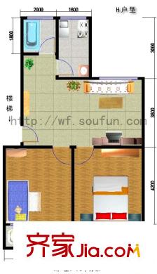 青云花園戶型圖2室1廳1衛(wèi)1廚