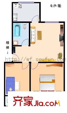 青云花園戶型圖2室1廳1衛(wèi)1廚
