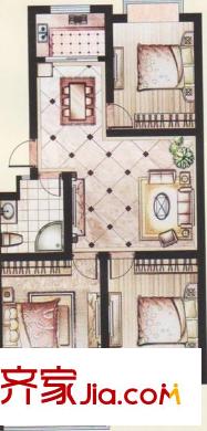 樂得家花園 戶型圖（3室2廳1廚1衛(wèi)）