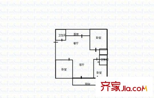 郵電新村 3室 戶型圖