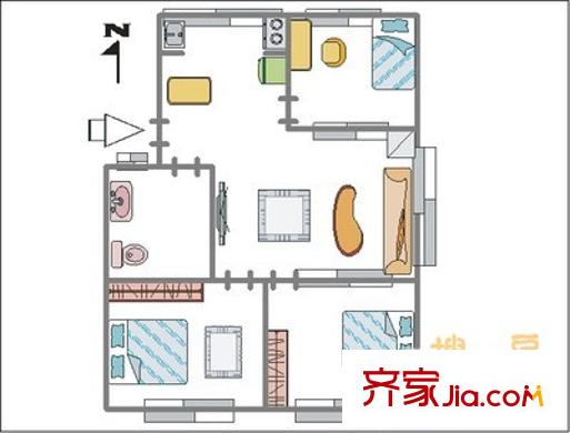 煙草公司宿舍(東風(fēng)街)戶型圖煙草公司宿舍(東方路) 3室 戶型圖 3室1廳1衛(wèi)1廚