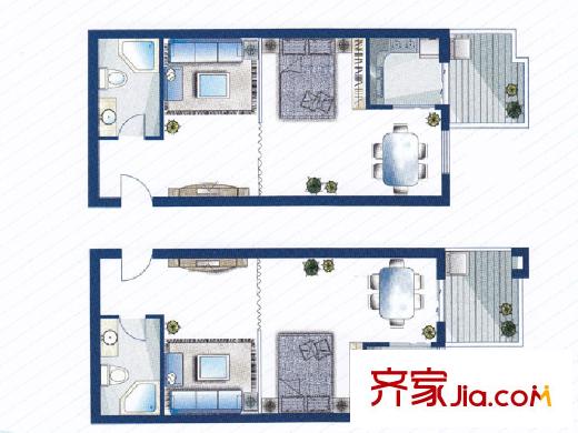 威尼斯水城三期 1室 戶型圖