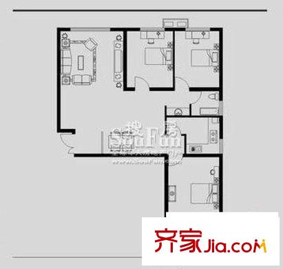 福澤門(mén)戶(hù)型圖G1戶(hù)型 3室2廳1衛(wèi)1廚109.26平方米 
