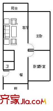 思達大河春天 2室 戶型圖