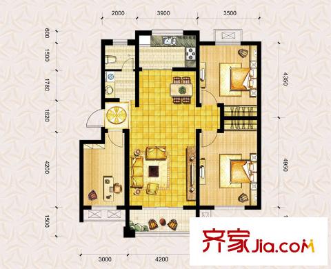 弘潤(rùn)達(dá)美水岸一期多層c2戶(hù)型 3室2廳1衛(wèi)
