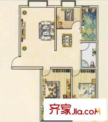 新悅軒戶型圖一期住宅戶型圖 3室2廳1衛(wèi)1廚