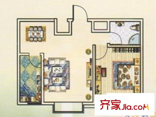 新悅軒戶型圖一期住宅戶型圖 1室2廳1衛(wèi)1廚
