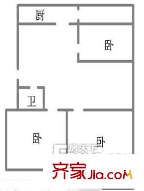五道廟小區(qū)戶型圖戶型圖（201303021） 2室1廳1衛(wèi)1廚