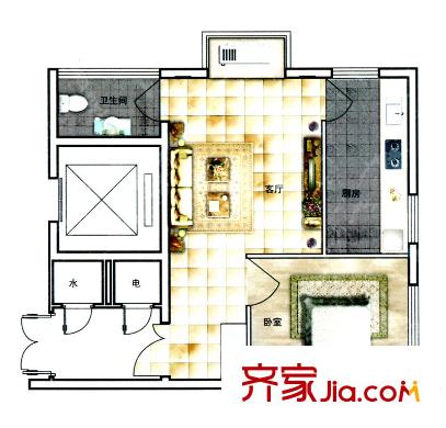 居易家園戶型圖1戶型 1室1廳1衛(wèi)1廚