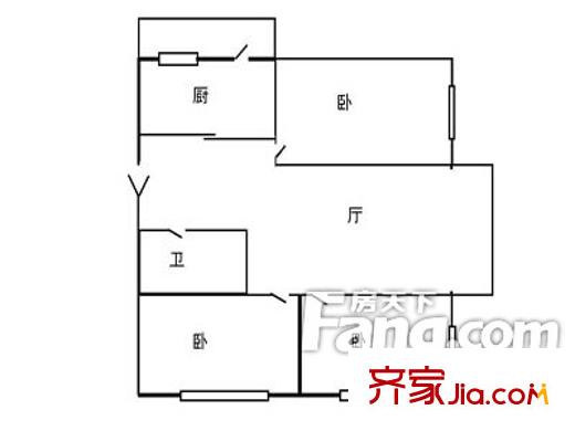 道口小區(qū)戶型圖戶型圖（201303021） 3室1廳1衛(wèi)1廚