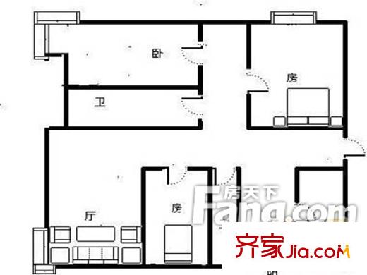 道口小區(qū)戶型圖戶型圖（201303021） 3室2廳2衛(wèi)1廚