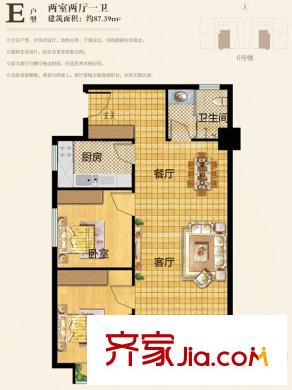 和揚(yáng)英郡戶型圖6#住宅E戶型 2室2廳1衛(wèi)
