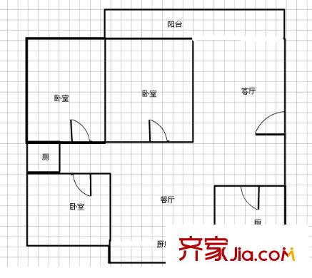 市國(guó)稅局宿舍 2室 戶型圖
