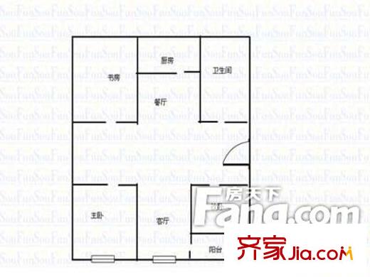 泰祥花苑戶型圖戶型圖 3室2廳1衛(wèi)1廚