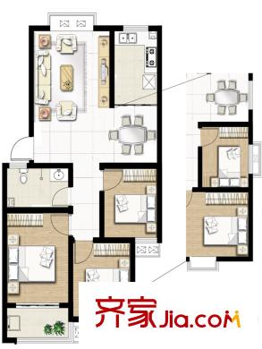 陽(yáng)光秀苑戶型圖一期多層住宅標(biāo)準(zhǔn)層B戶型 3室2廳1衛(wèi)1廚