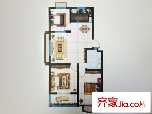 恒信西江月戶型圖二期B戶型  3室2廳1衛(wèi)1廚