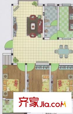 圣豪花園戶型圖一期C戶型 3室2廳1衛(wèi)1廚