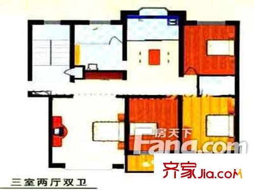 東方家園戶型圖戶型圖 3室2廳2衛(wèi)1廚
