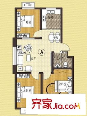 東航宿舍 3室 戶型圖