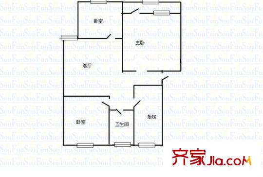 東航宿舍 3室 戶型圖