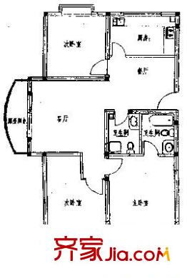 歐美佳苑戶型圖戶型圖 3室2廳2衛(wèi)1廚