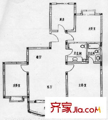 歐美佳苑戶型圖戶型圖 3室2廳2衛(wèi)1廚