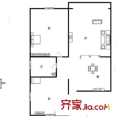 華苑小區(qū)戶型圖戶型圖（2-2-1） 2室2廳1衛(wèi)1廚