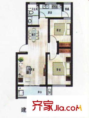 蘇杭花園戶型圖多層戶型 2室2廳1衛(wèi)1廚